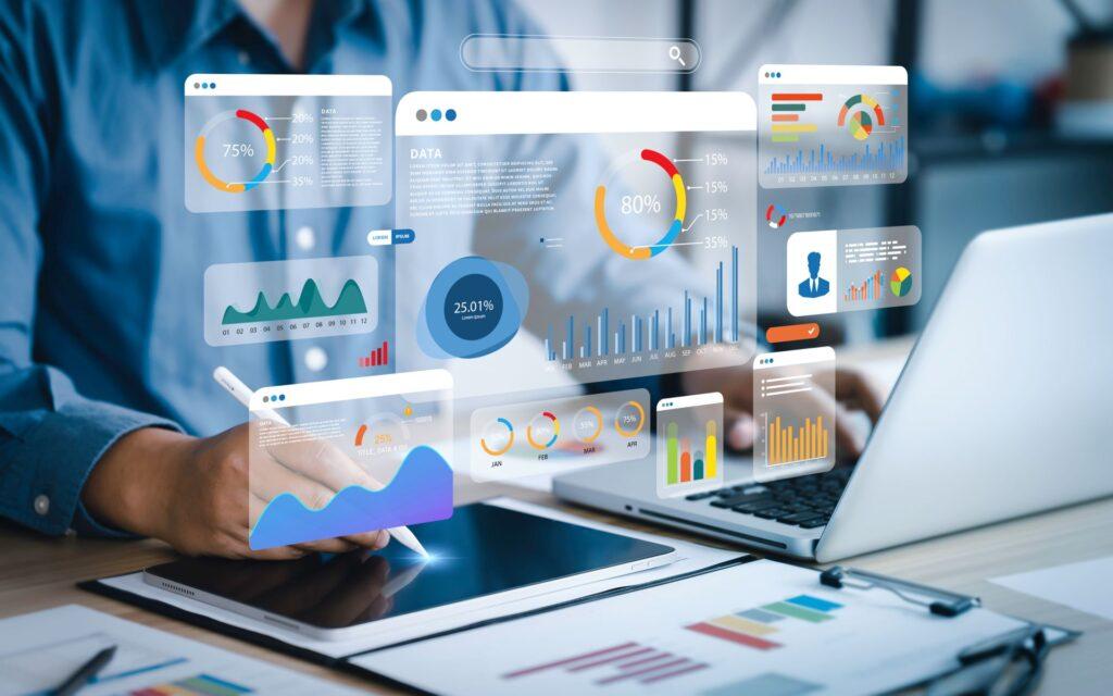 Geschäftsprozesse mit Sage 100 optimieren: Dashboard mit Diagrammen und Datenvisualisierungen zur Effizienzsteigerung in Unternehmen.