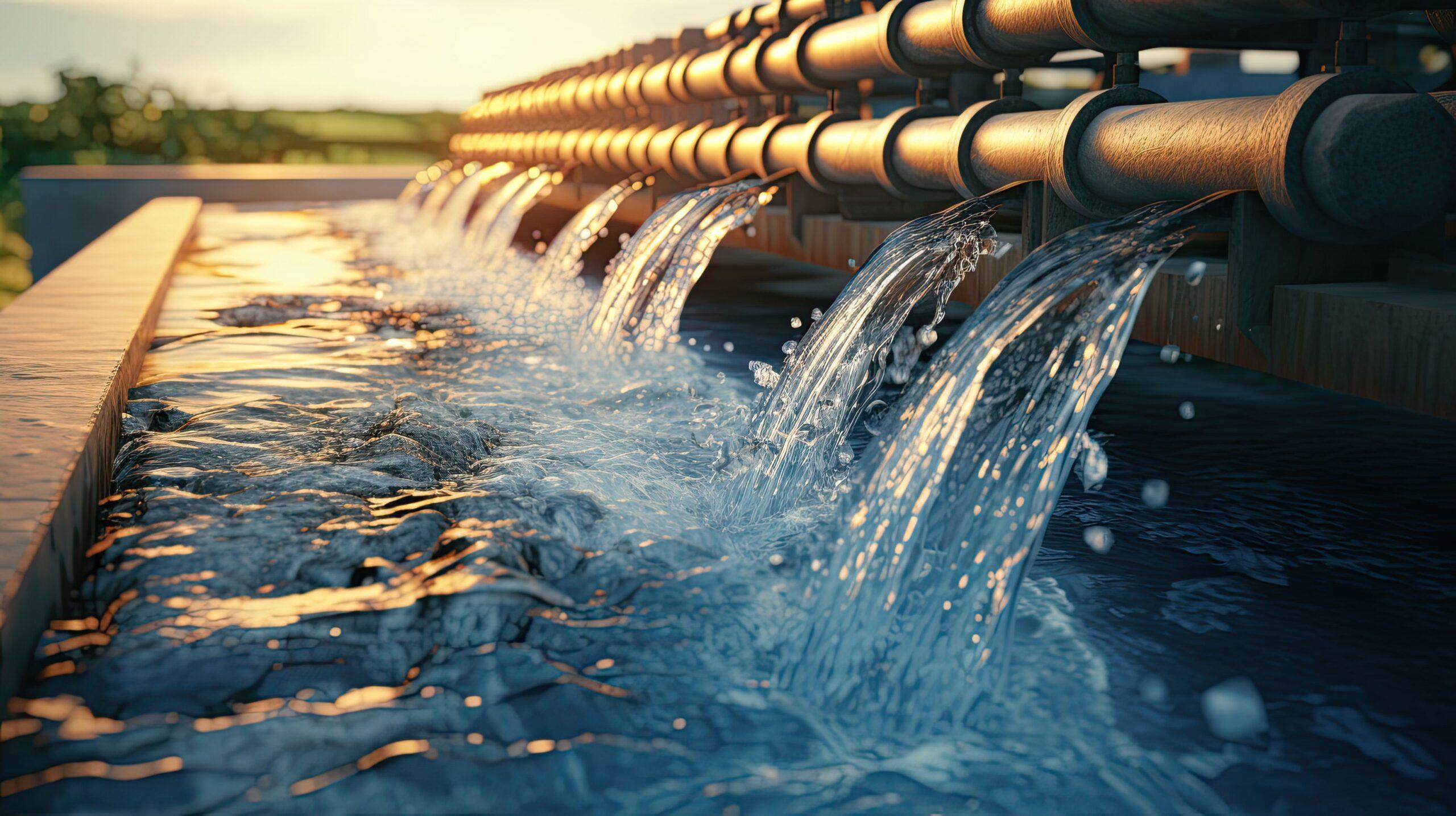 Ein moderner Wasserfluss in einer technischen Anlage