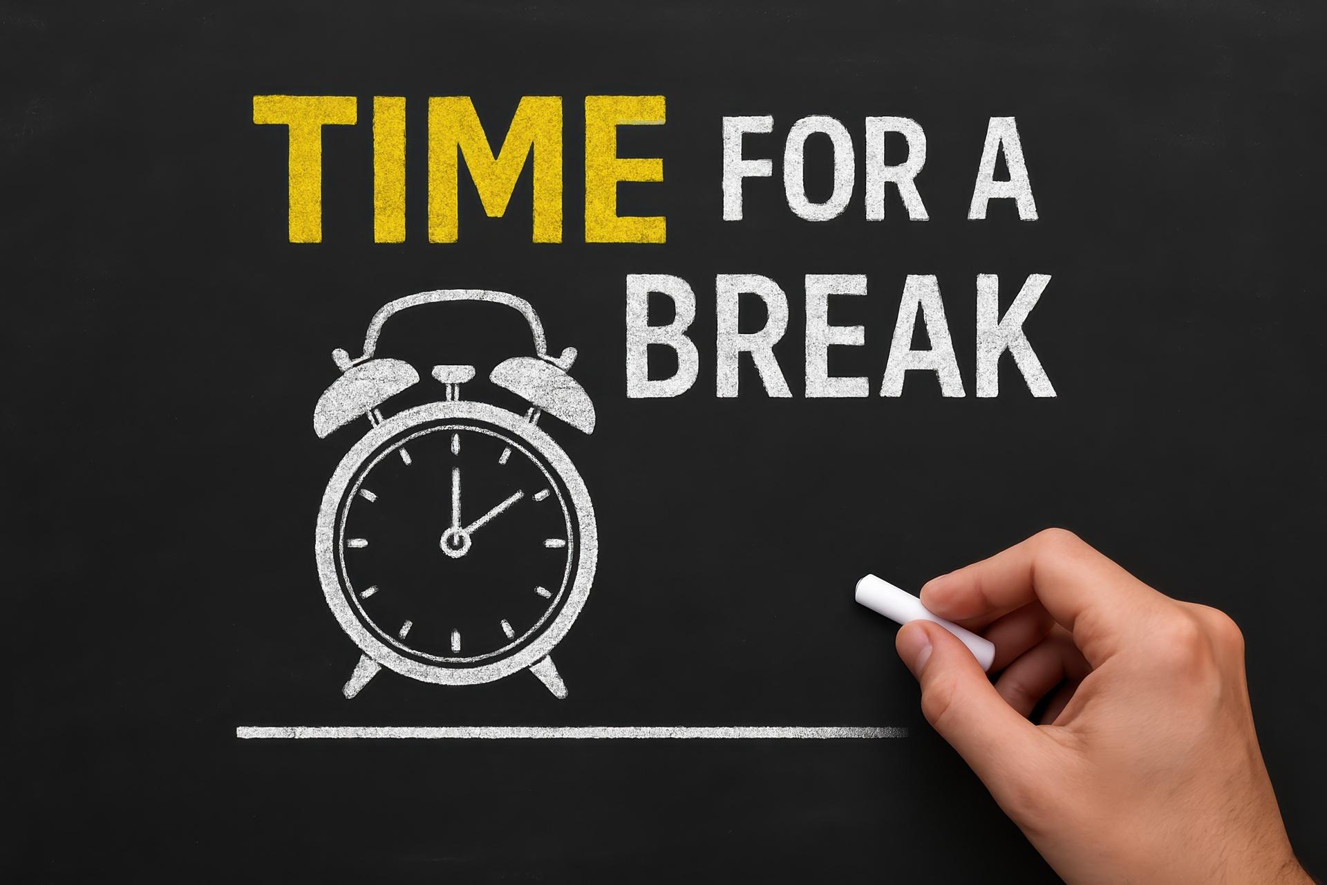 Uhrzeichnung mit Schriftzug Time for a Break | Elfliq Liquid