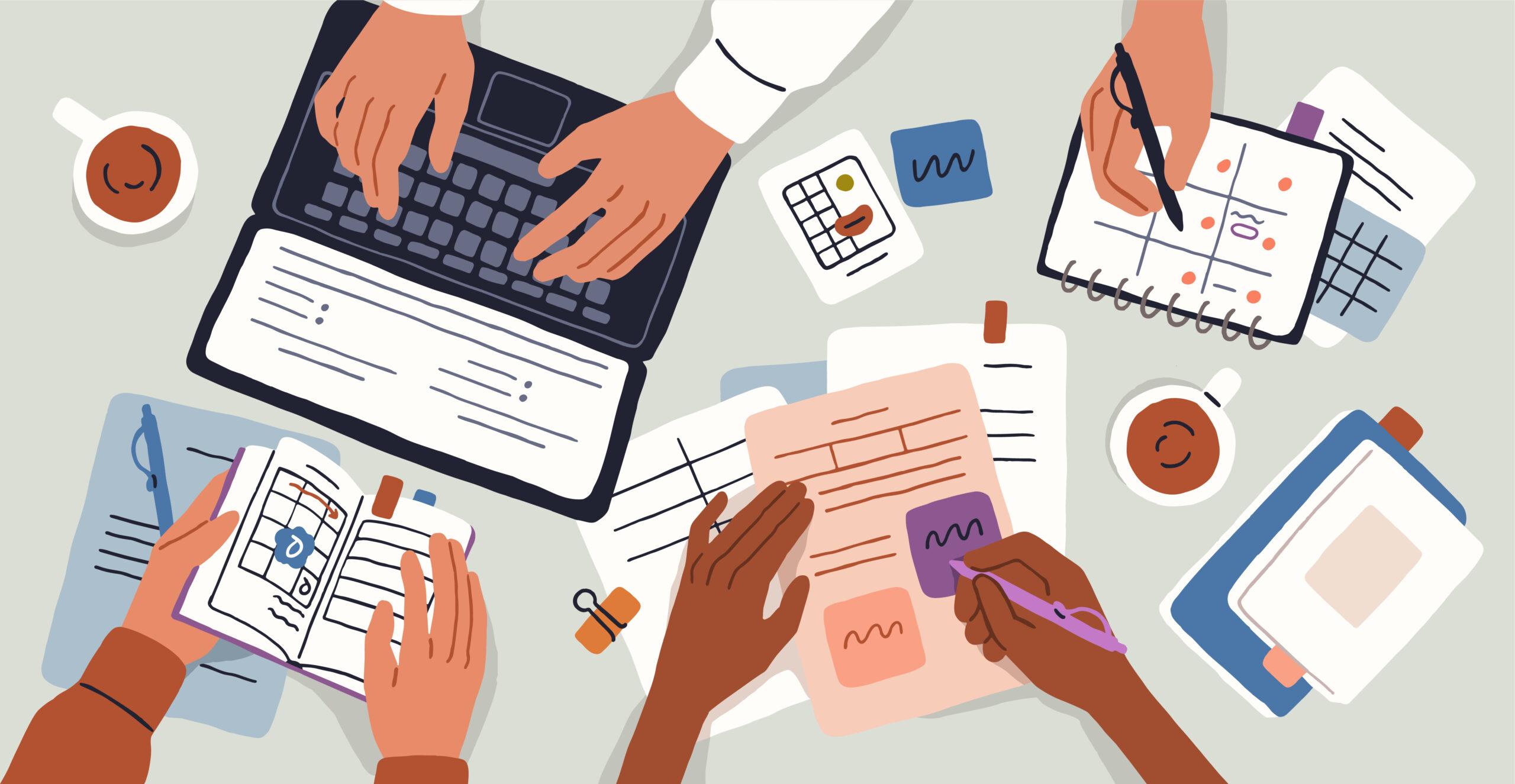 Illustration von Teamarbeit und Planung | Ghostwriter Bachelorarbeit